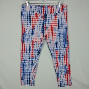Way To Celebrate Capri Leggings Womens L Red White Blue Activewear Workout Yoga